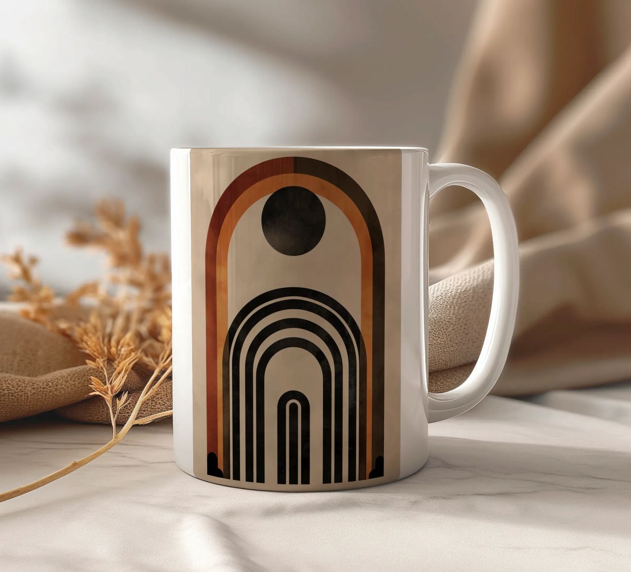 Design geometrico ad arco retrò tazza in ceramica da Whole©