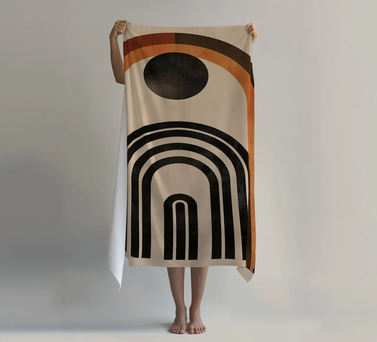 Design geometrico ad arco retrò telo mare da Whole©