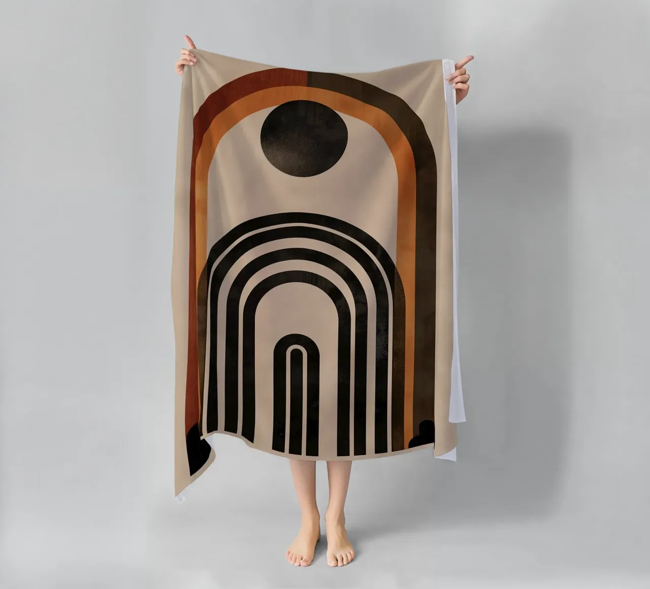 Design geometrico ad arco retrò telo mare da Whole©