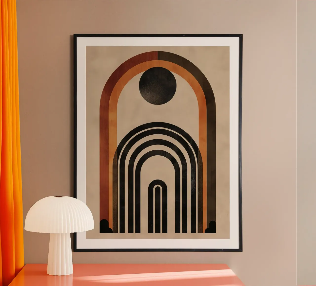 Design geometrico ad arco retrò carta hahnemühle da Whole©