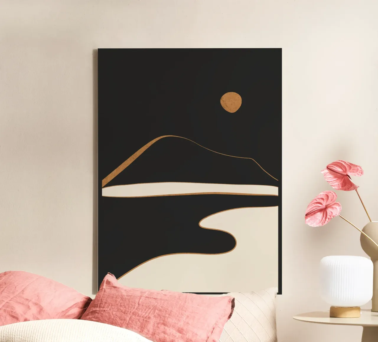 Minimalistisch abstract landschap canvas met Baklijst van ThingDesign