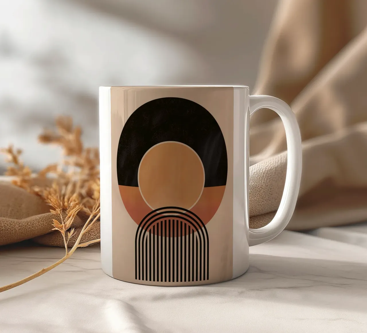 Abstract circles & lines ceramic mug by Whole©