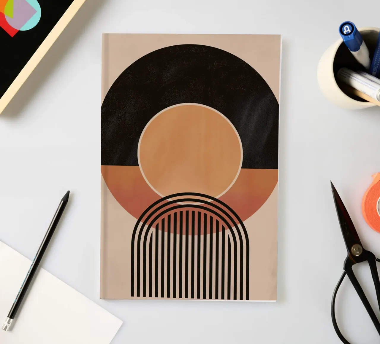 Abstract circles & lines notebook by Whole©