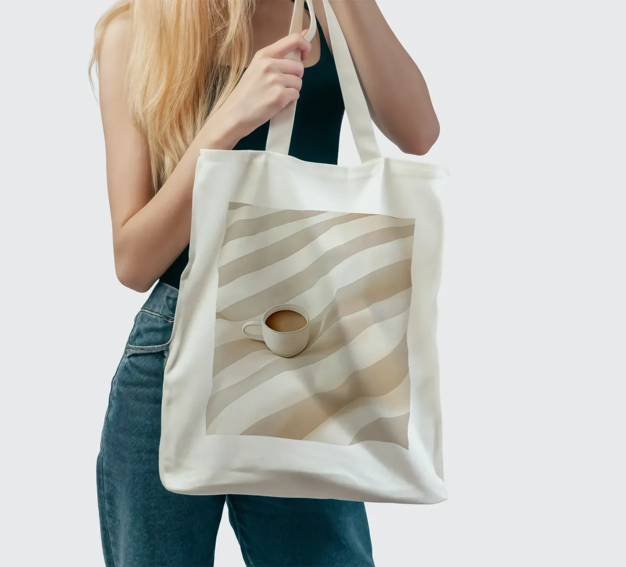 Good morning coffee with stripes tote bag by Carinaprint