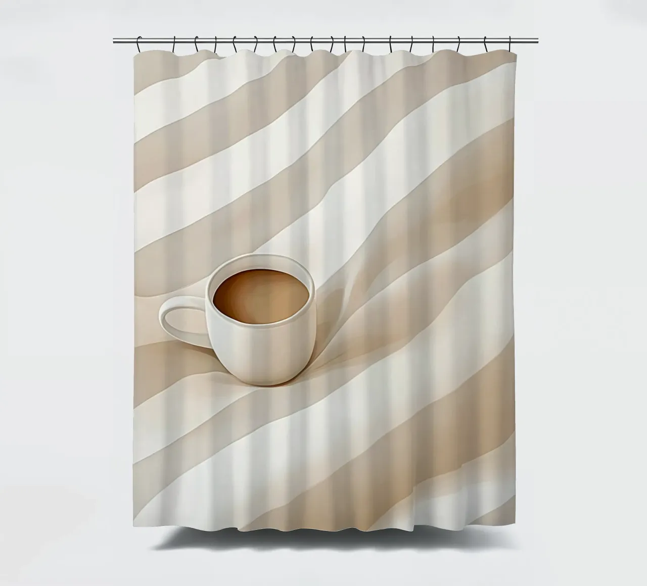 Good morning coffee with stripes shower curtain by Carinaprint