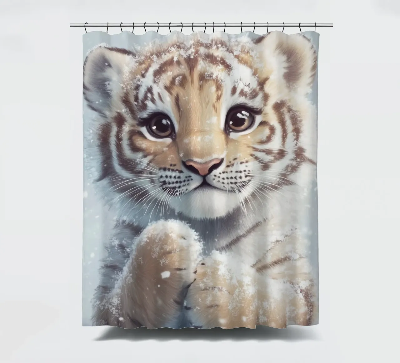 HeldIn #34: Tiger im Schnee Duschvorhang von farbenhelden