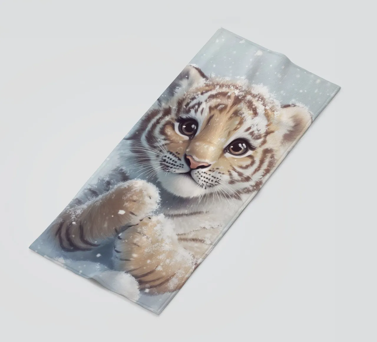 HeldIn #34: Tiger im Schnee Strandtuch von farbenhelden