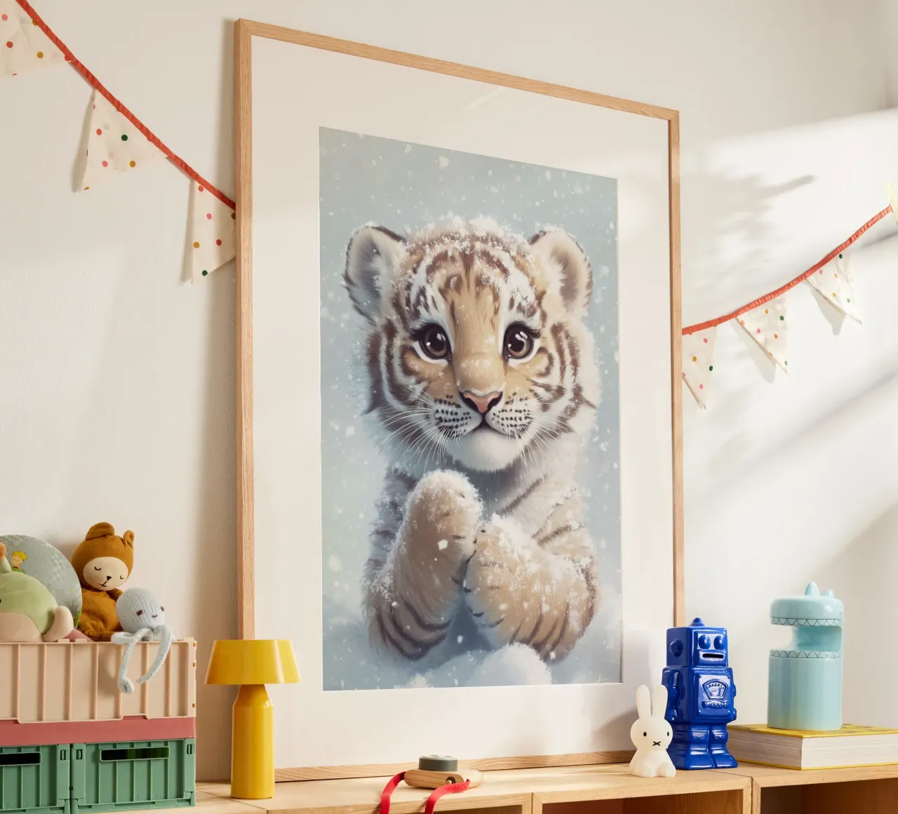 Eroe #34: Tigre nella neve poster con telaio in alluminio da farbenhelden