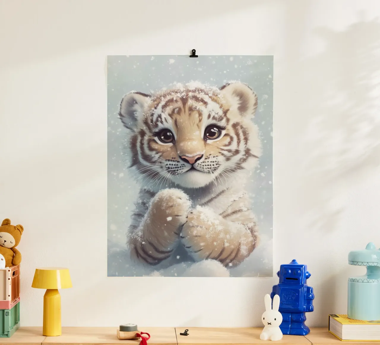 Eroe #34: Tigre nella neve poster con telaio in alluminio da farbenhelden