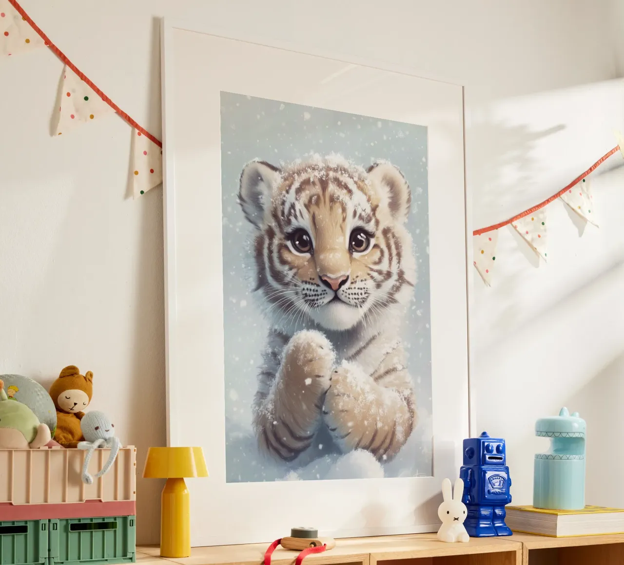 Eroe #34: Tigre nella neve poster con telaio in alluminio da farbenhelden