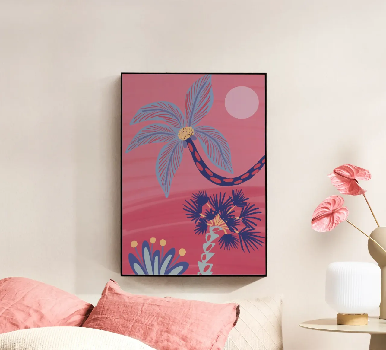 Blue palm tree acrylic glass by hej malu