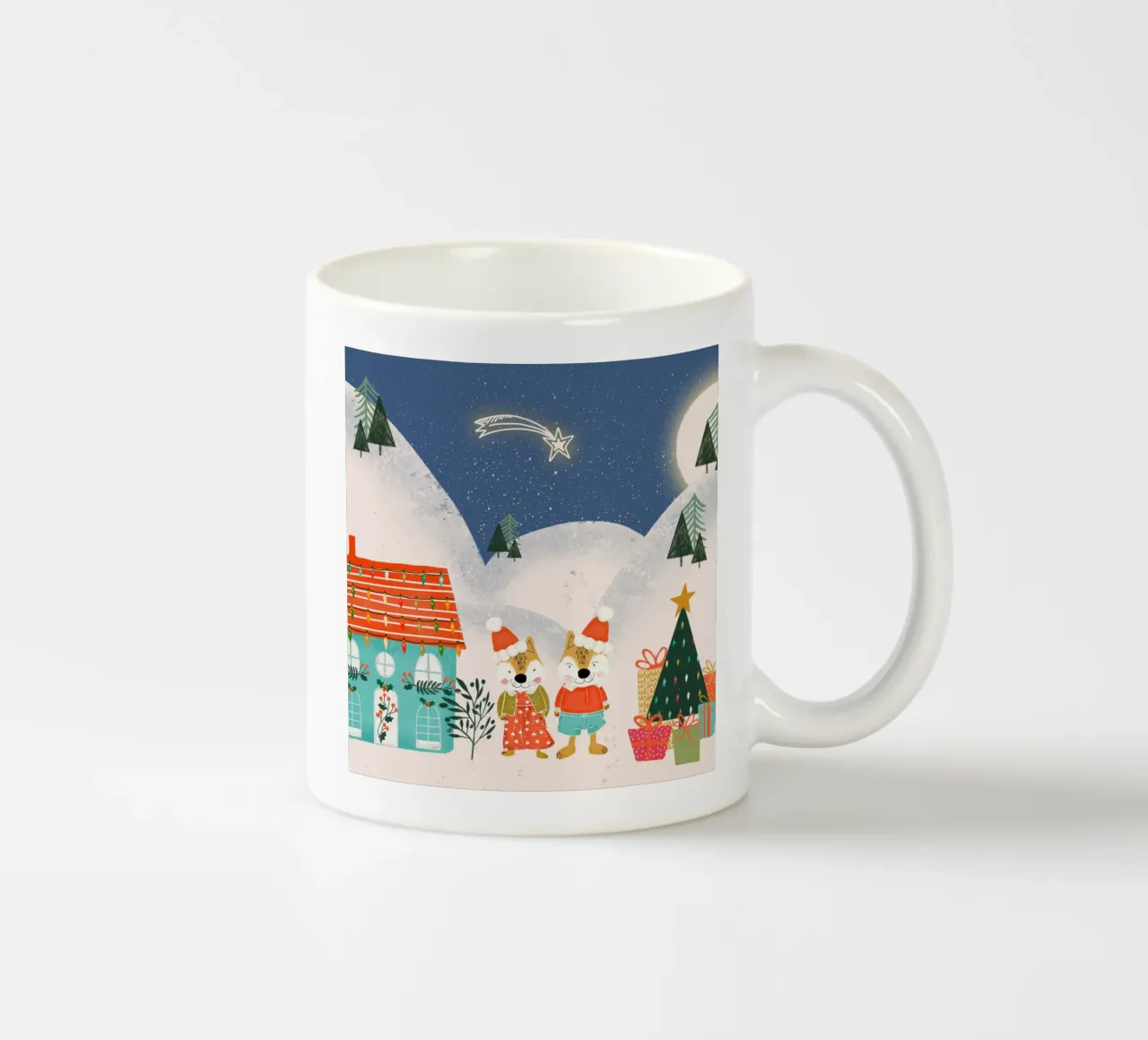 Christmas Cute Foxes mug en céramique de susanacosta