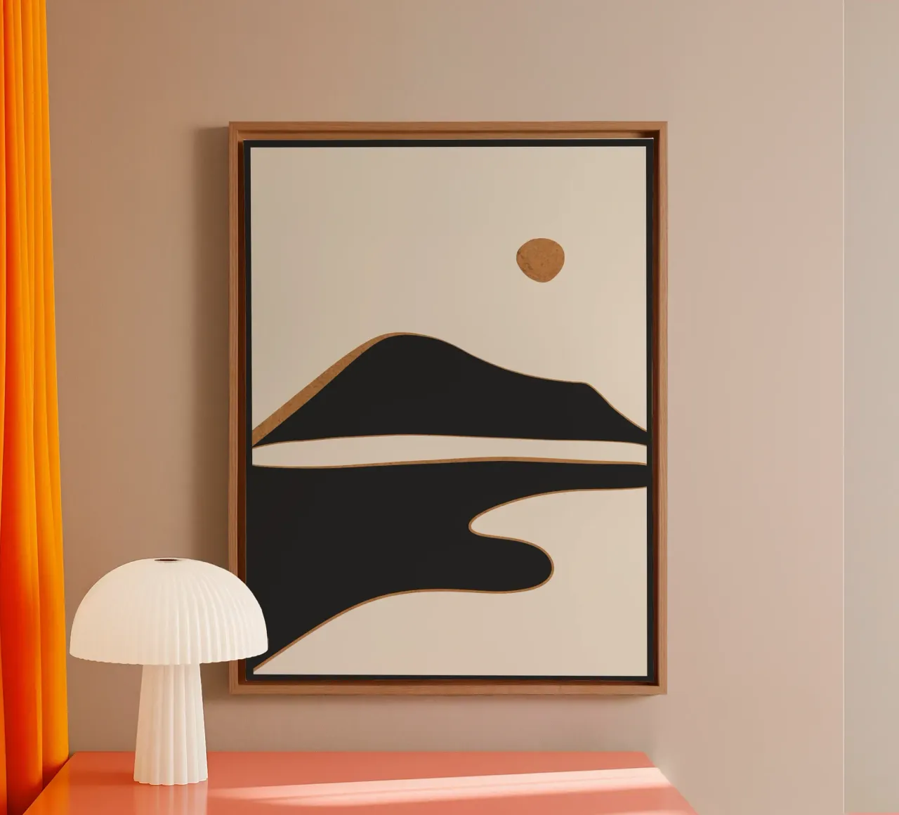 Minimalistisch abstract landschap 2 canvas met Baklijst van ThingDesign