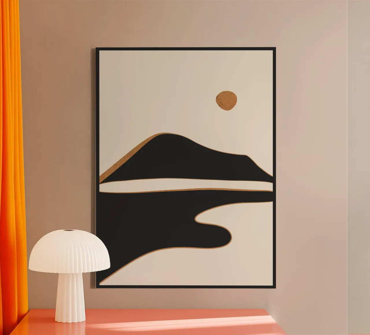 Minimalistisch abstract landschap 2 canvas met Baklijst van ThingDesign