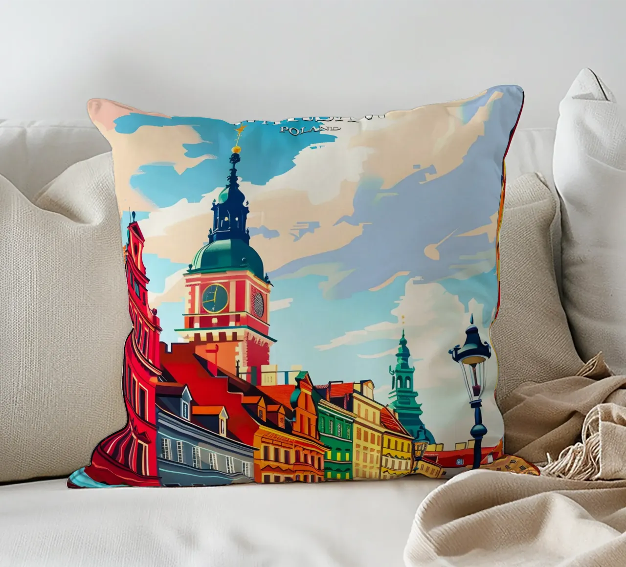 Warsaw Poland cuscino da Travelstudio