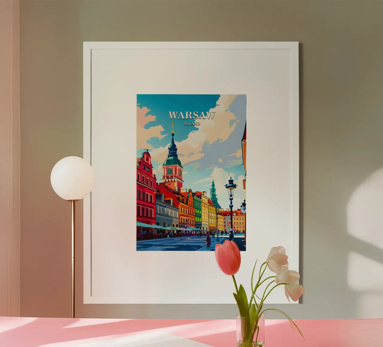 Warsaw Poland poster con telaio in plastica da Travelstudio