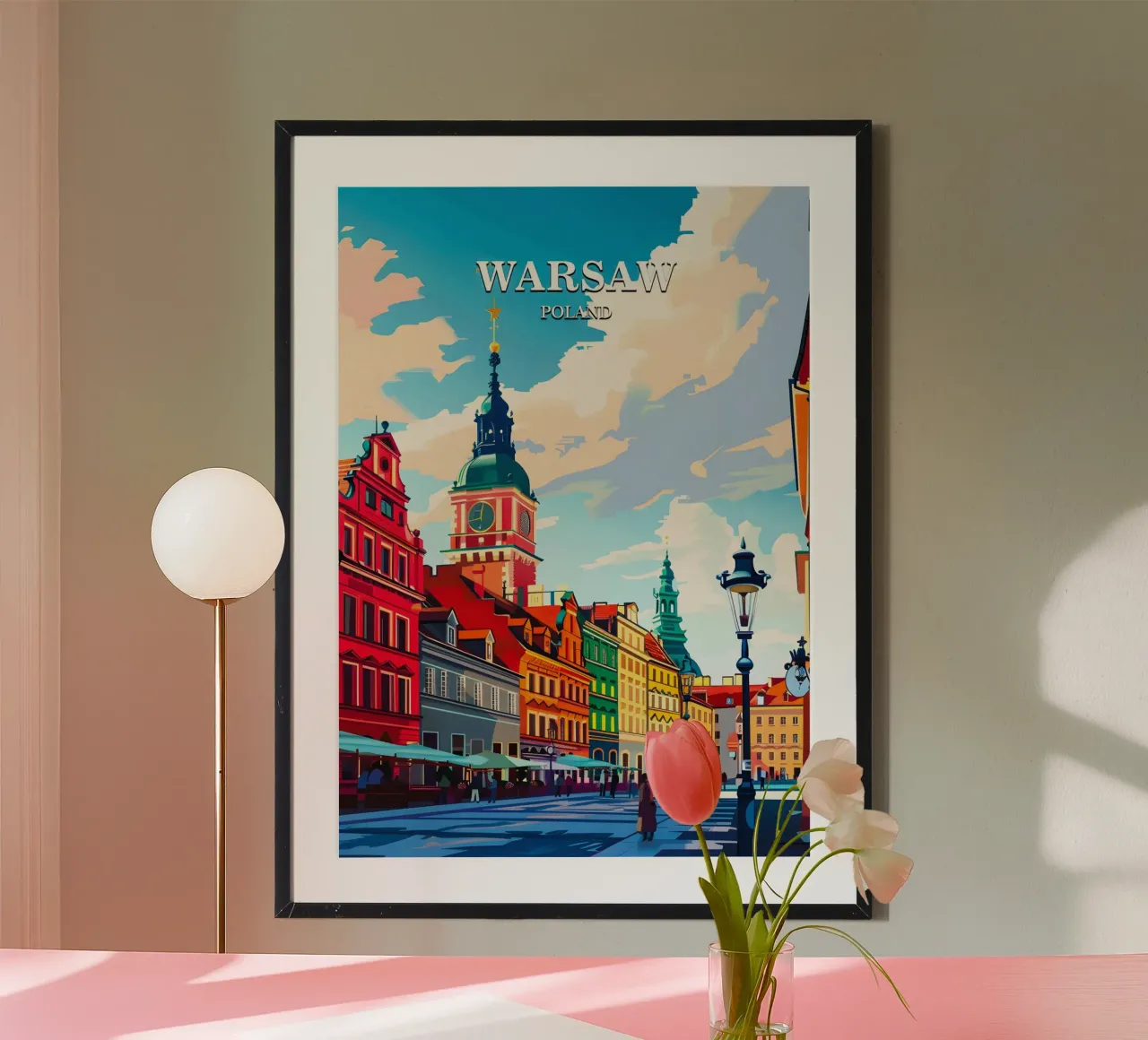 Warsaw Poland poster con telaio in plastica da Travelstudio