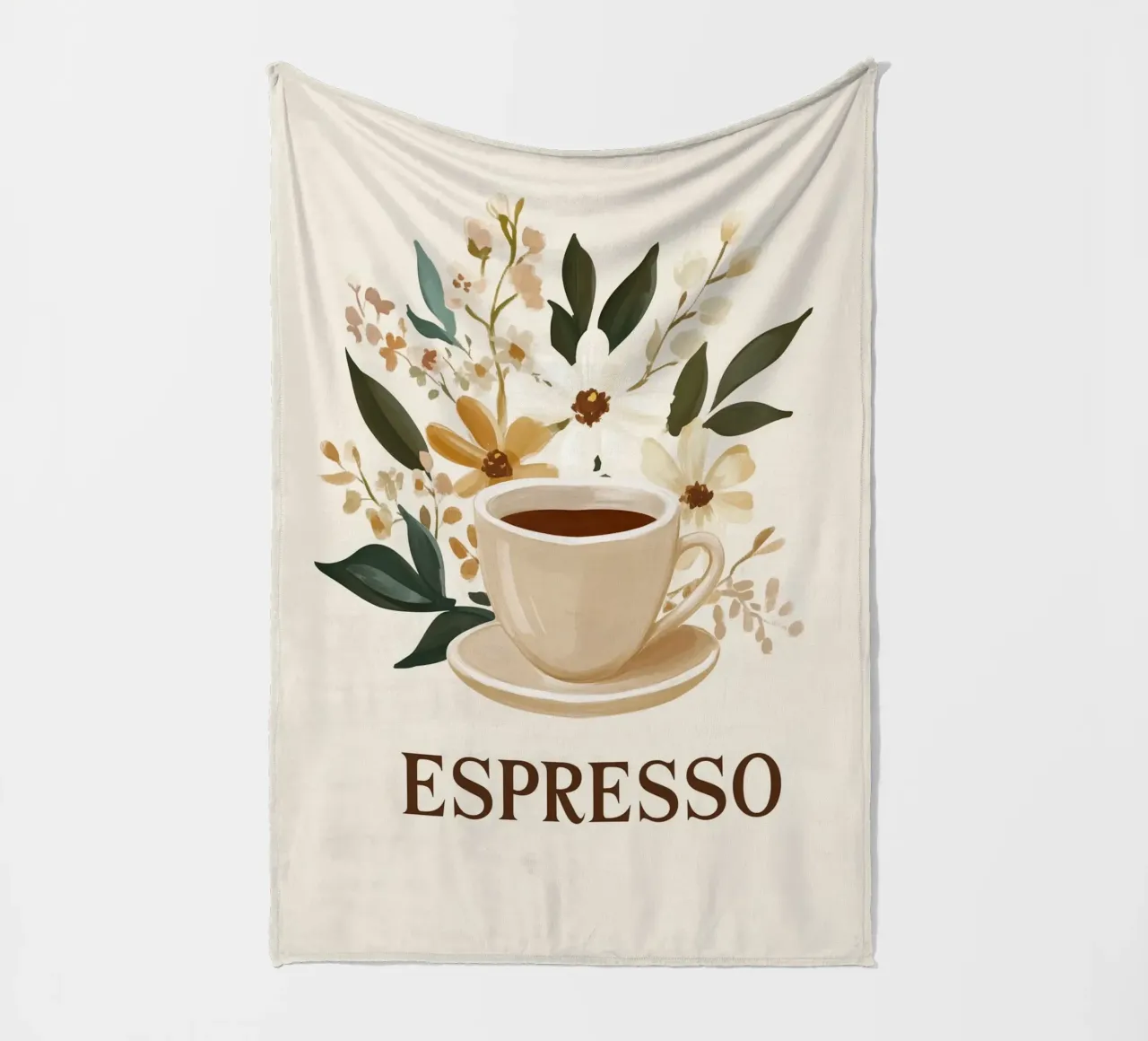 Espresso vintage con bouquet di fiori coperta in pile da Carinaprint