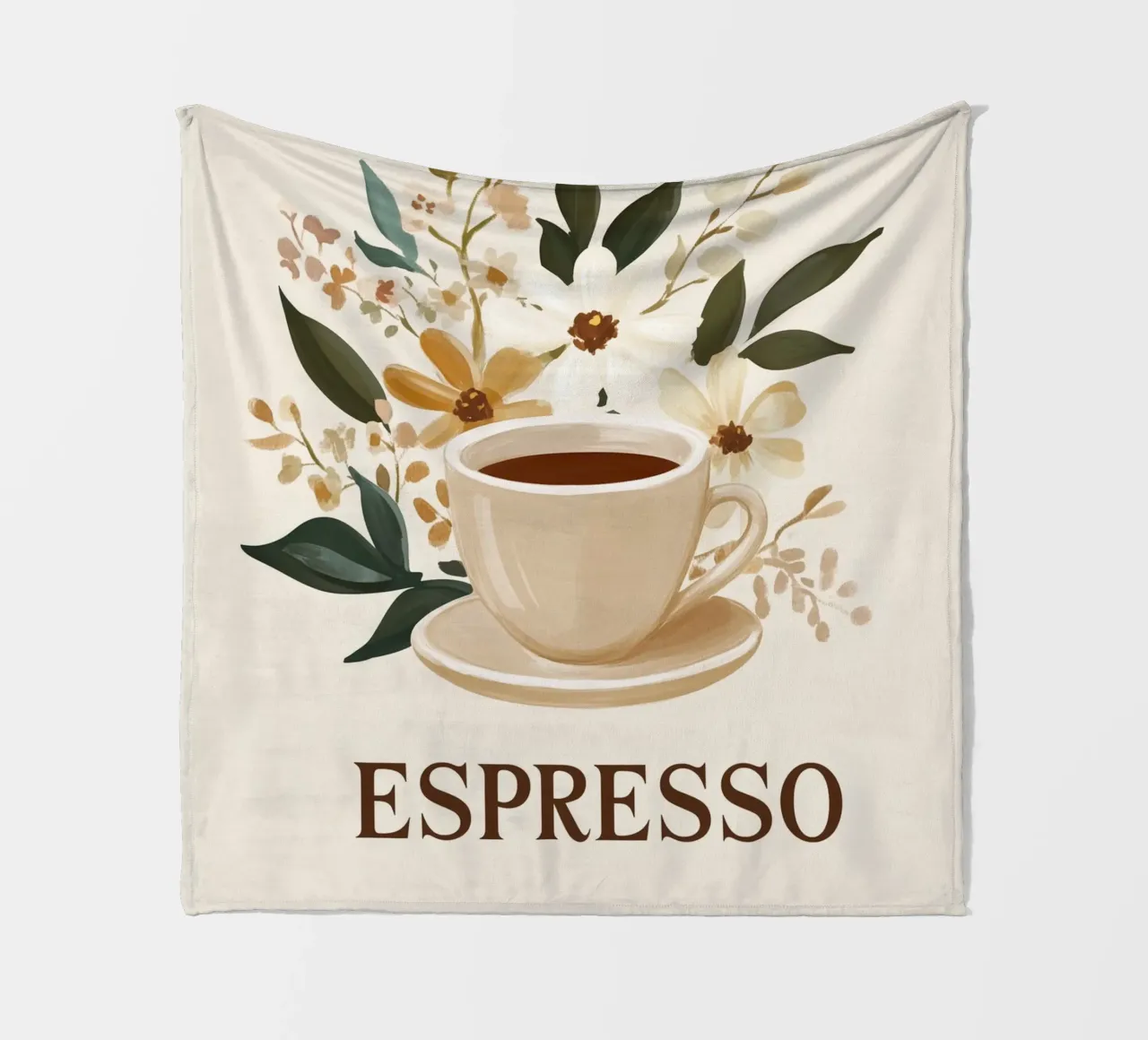 Espresso vintage con bouquet di fiori coperta in pile da Carinaprint
