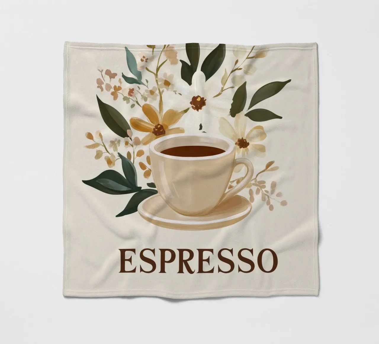 Espresso vintage con bouquet di fiori coperta in pile da Carinaprint