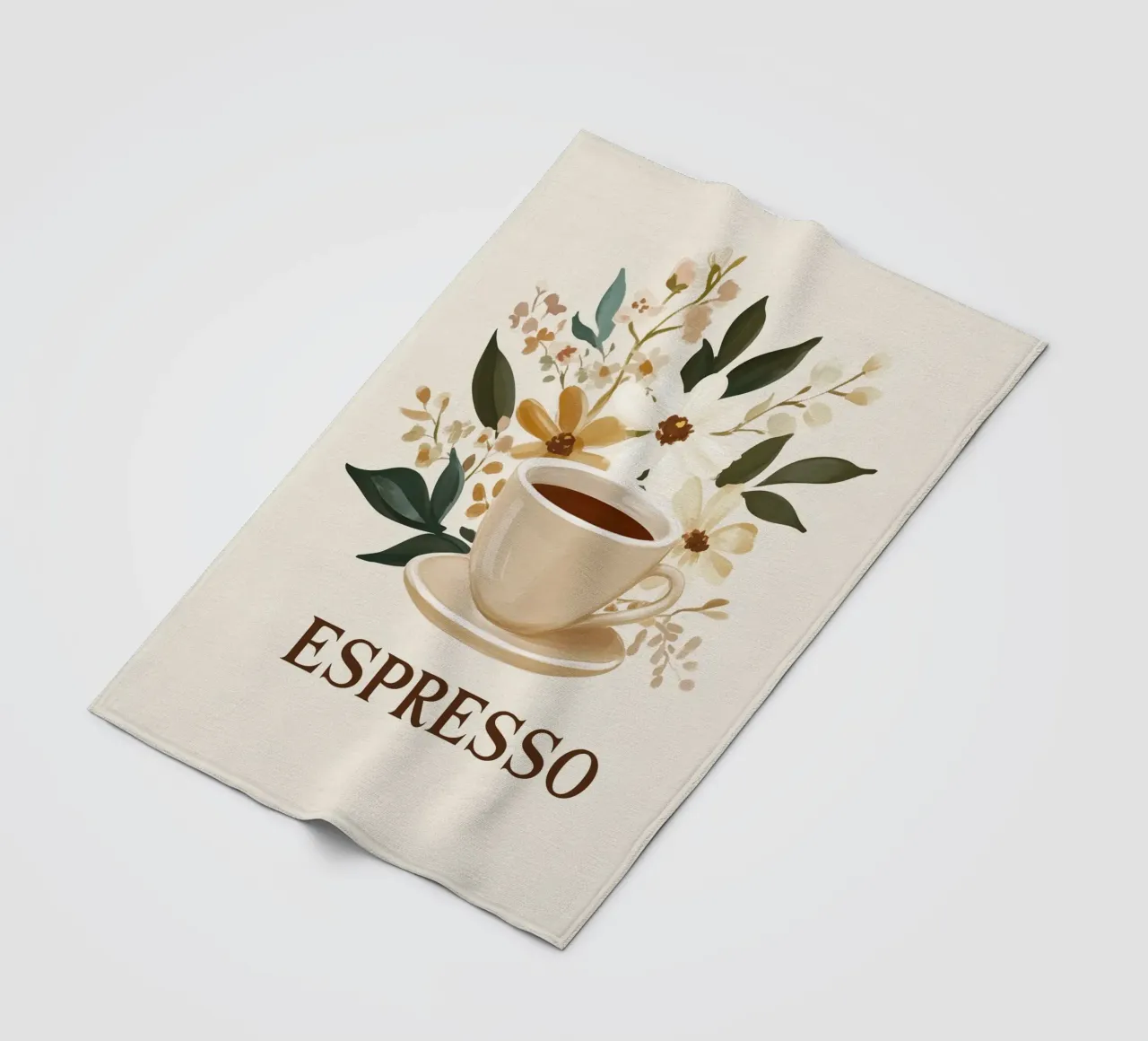 Espresso vintage con bouquet di fiori coperta in pile da Carinaprint