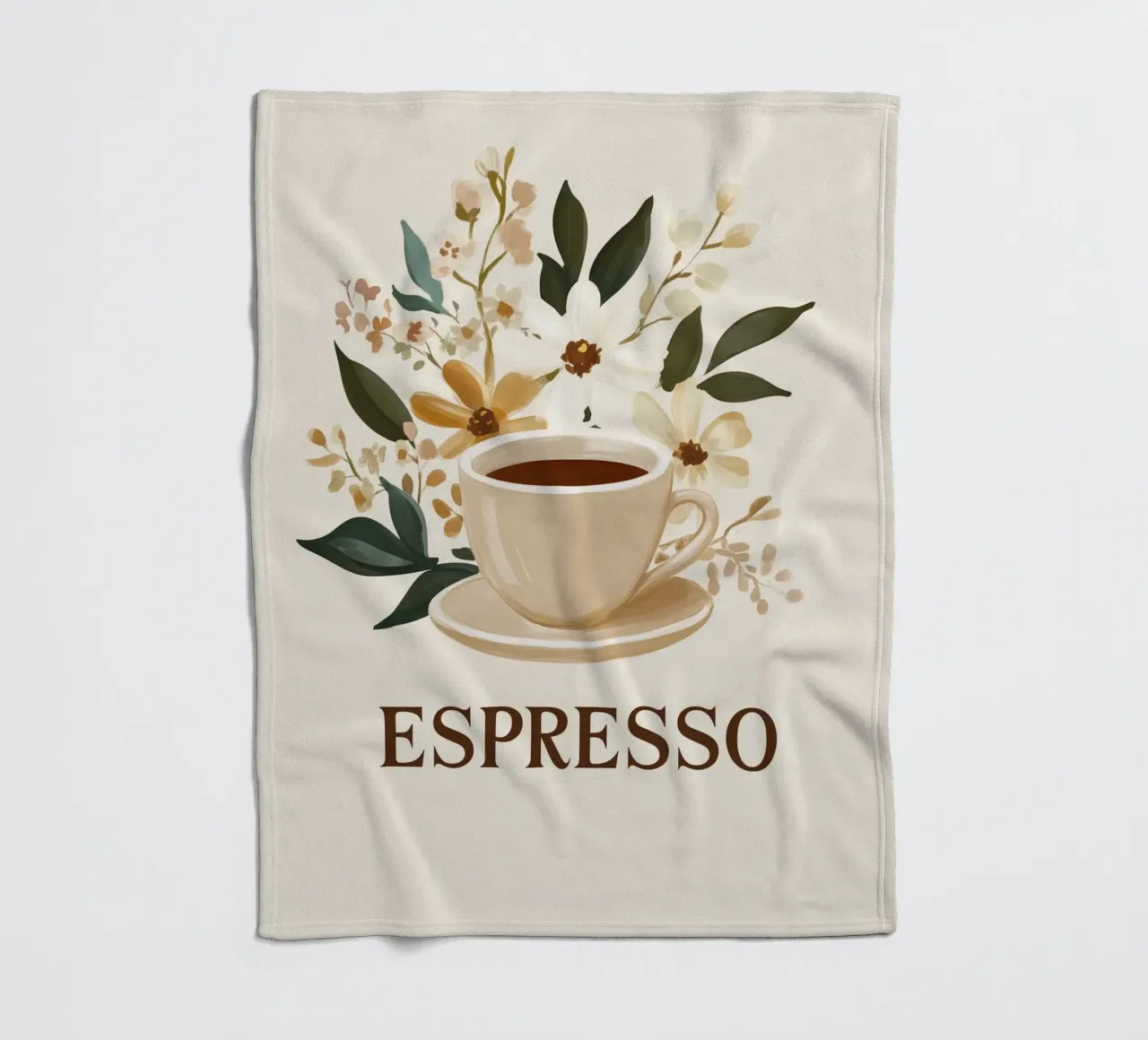 Espresso vintage con bouquet di fiori coperta in pile da Carinaprint