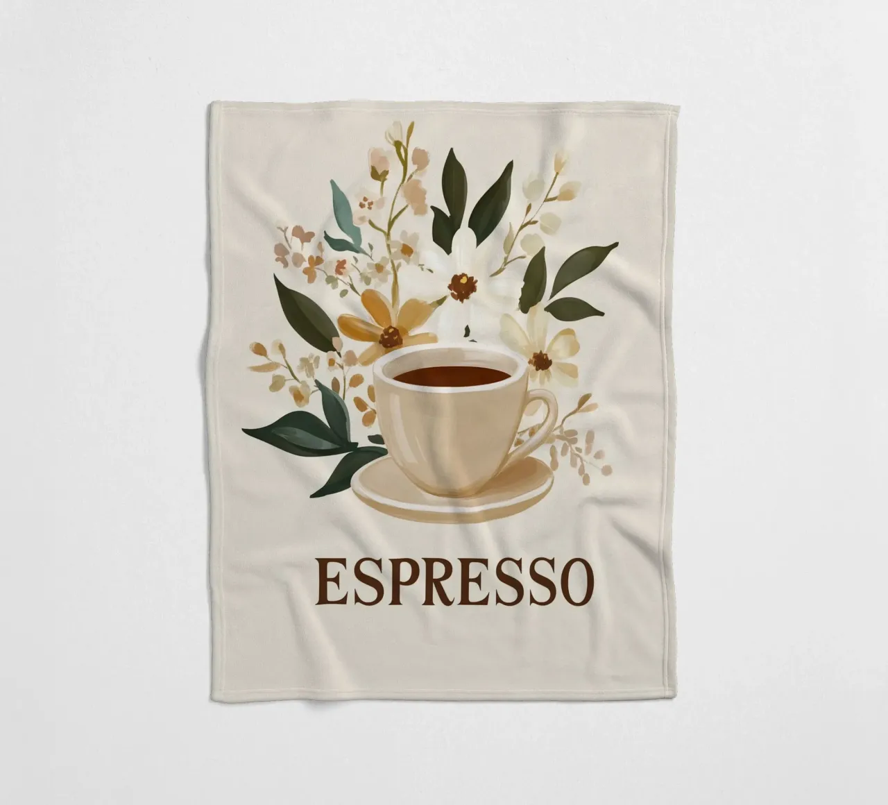 Espresso vintage con bouquet di fiori coperta in pile da Carinaprint