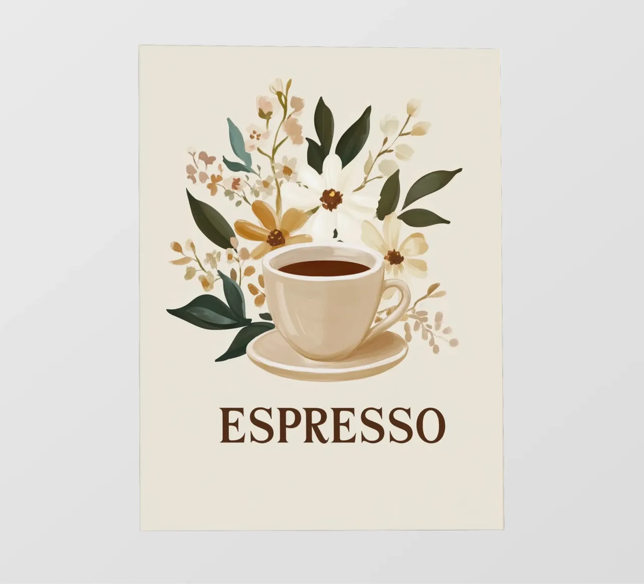 Espresso vintage con bouquet di fiori pellicola backlit da Carinaprint