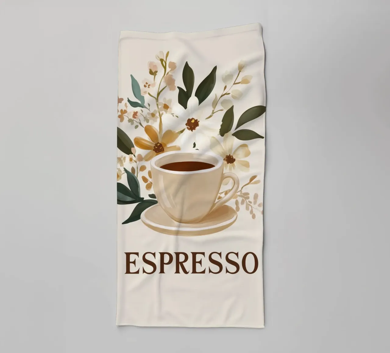 Espresso vintage con bouquet di fiori asciugamano da bagno da Carinaprint