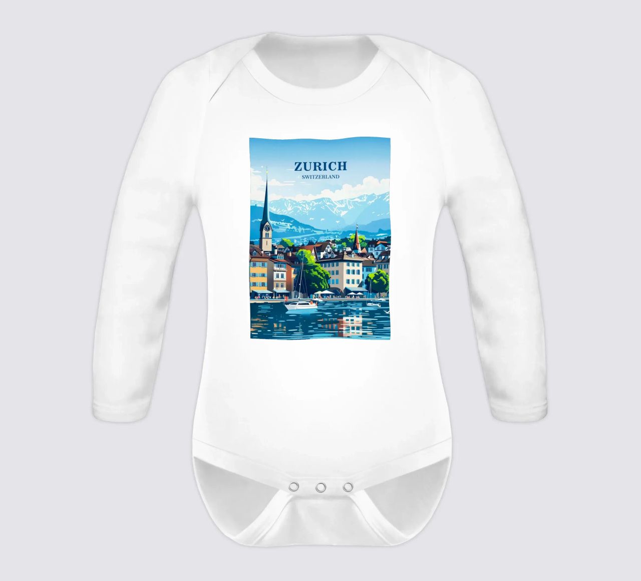 Zurich Switzerland Langarm Babybody von Travelstudio