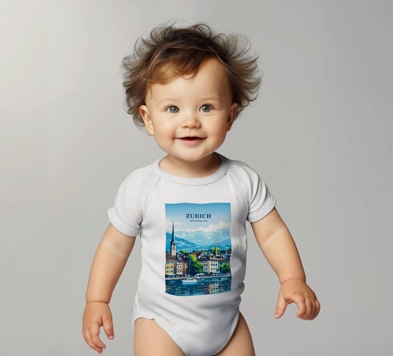 Zurich Switzerland Kurzarm Babybody von Travelstudio