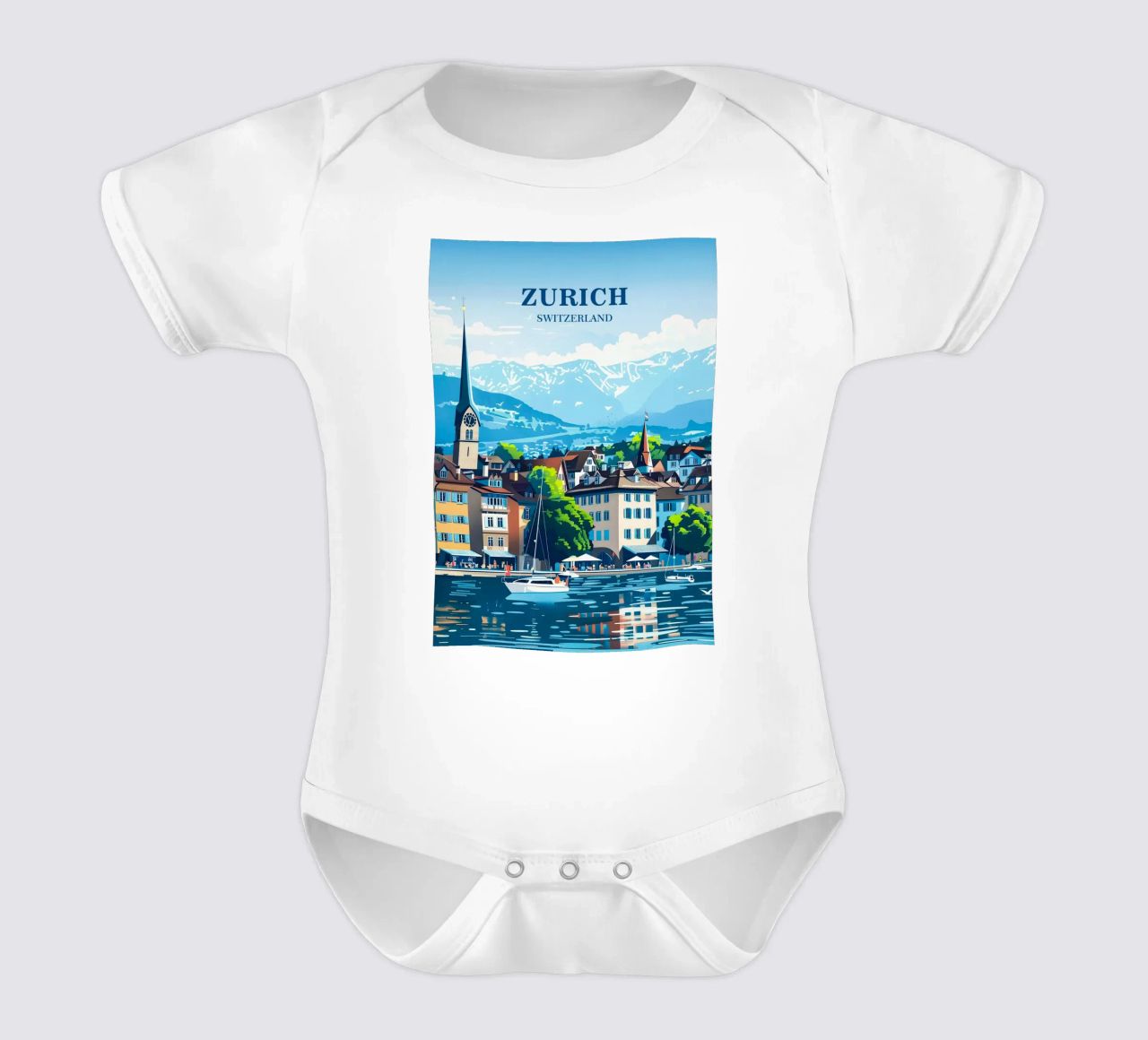 Zurich Switzerland Kurzarm Babybody von Travelstudio