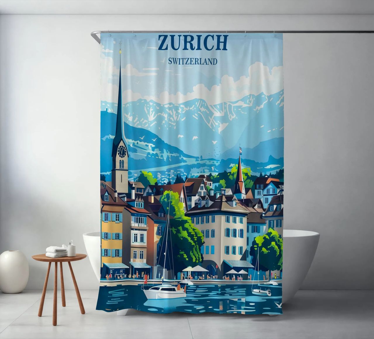 Zurich Switzerland Duschvorhang von Travelstudio