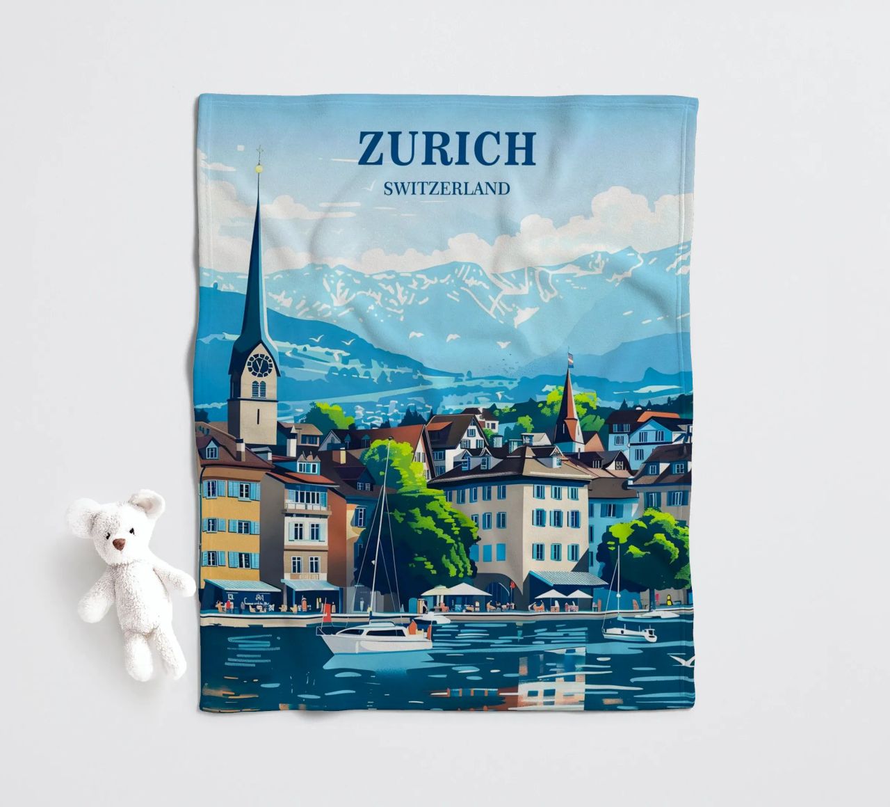 Zurich Switzerland Fleecedecke von Travelstudio