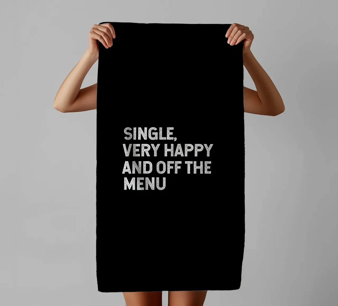 Single very happy and off the menu asciugamano da bagno da happieeagle