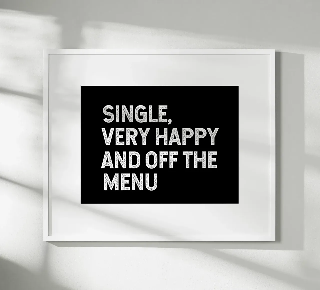 Single very happy and off the menu poster con telaio in alluminio da happieeagle
