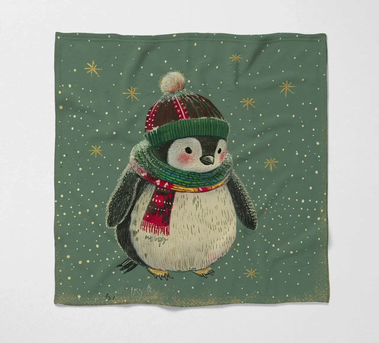 Cozy in the Snow fleece blanket by Rustic Grace Studio 02