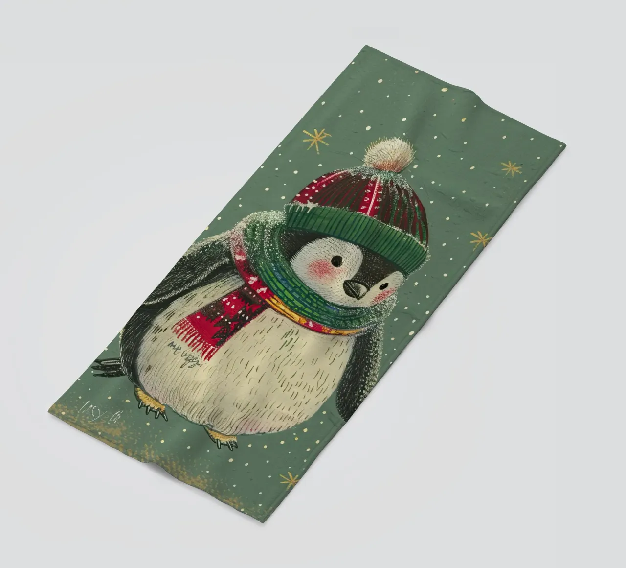 Cozy in the Snow beach towel by Rustic Grace Studio 02