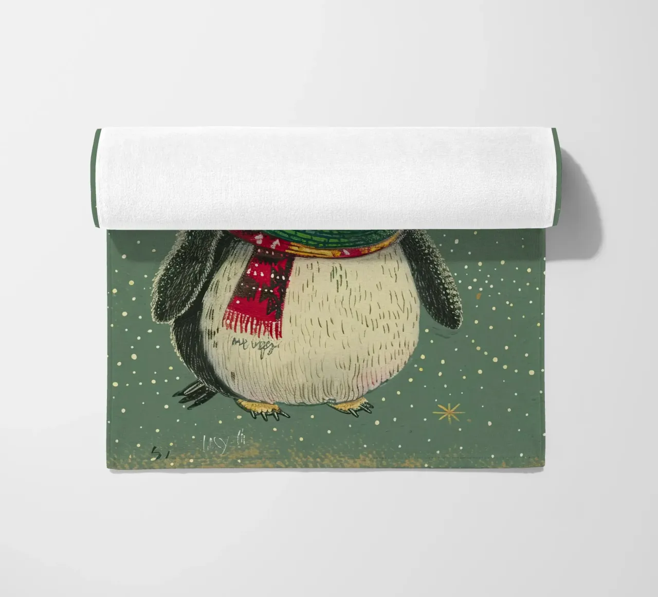 Cozy in the Snow beach towel by Rustic Grace Studio 02