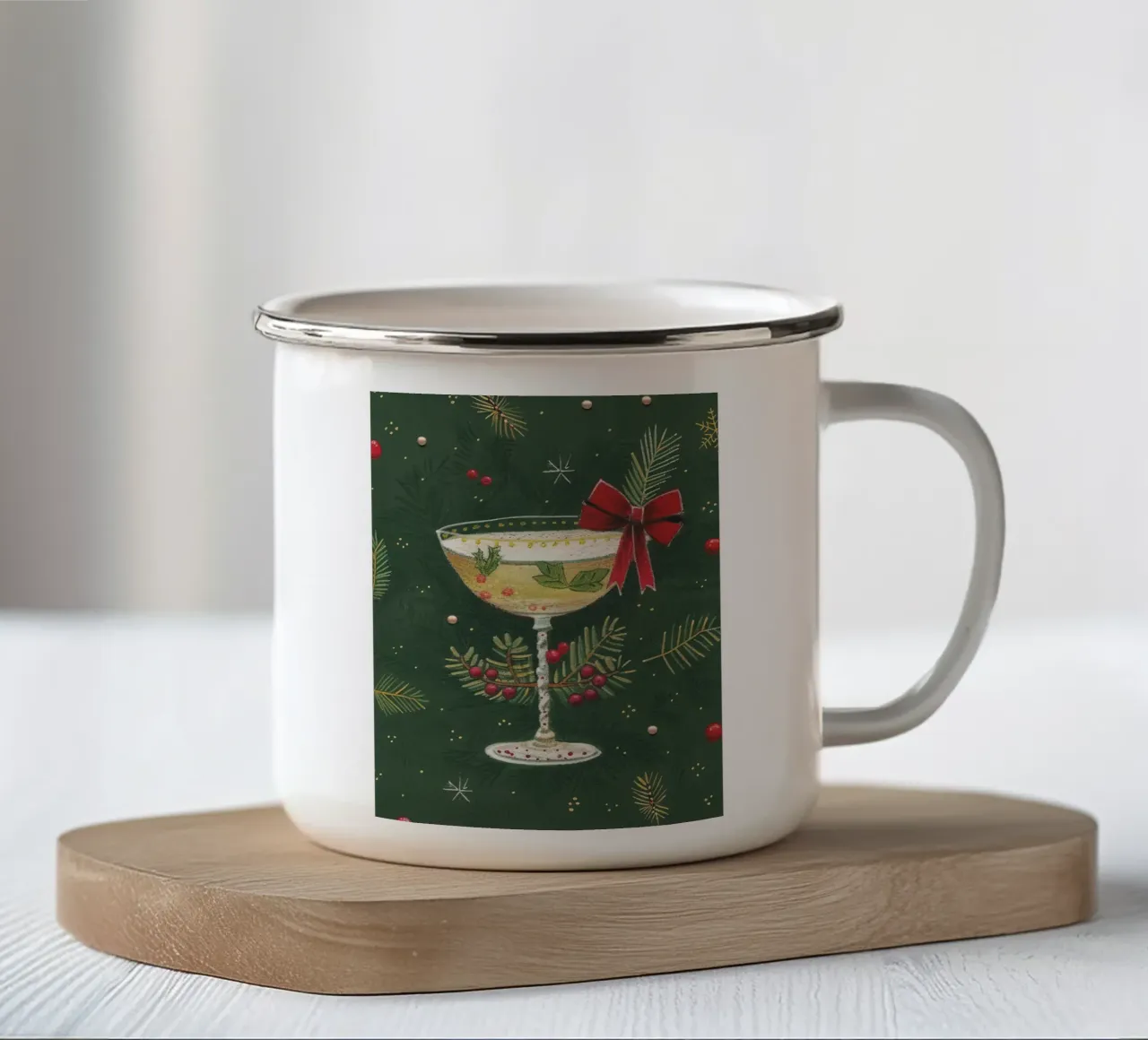 Allegria per le feste tazza in smalto da Rustic Grace Studio 02