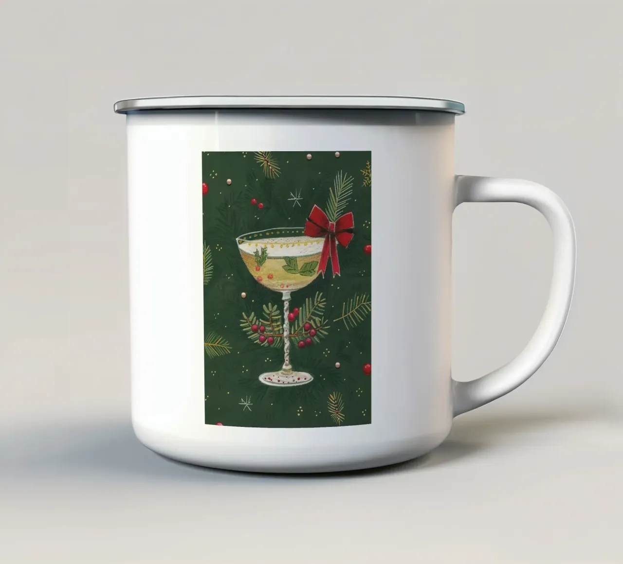 Allegria per le feste tazza in smalto da Rustic Grace Studio 02