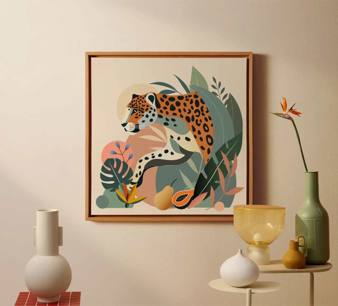 Jaguar in the jungle - Elegant wild animal illustration canvas by namosh