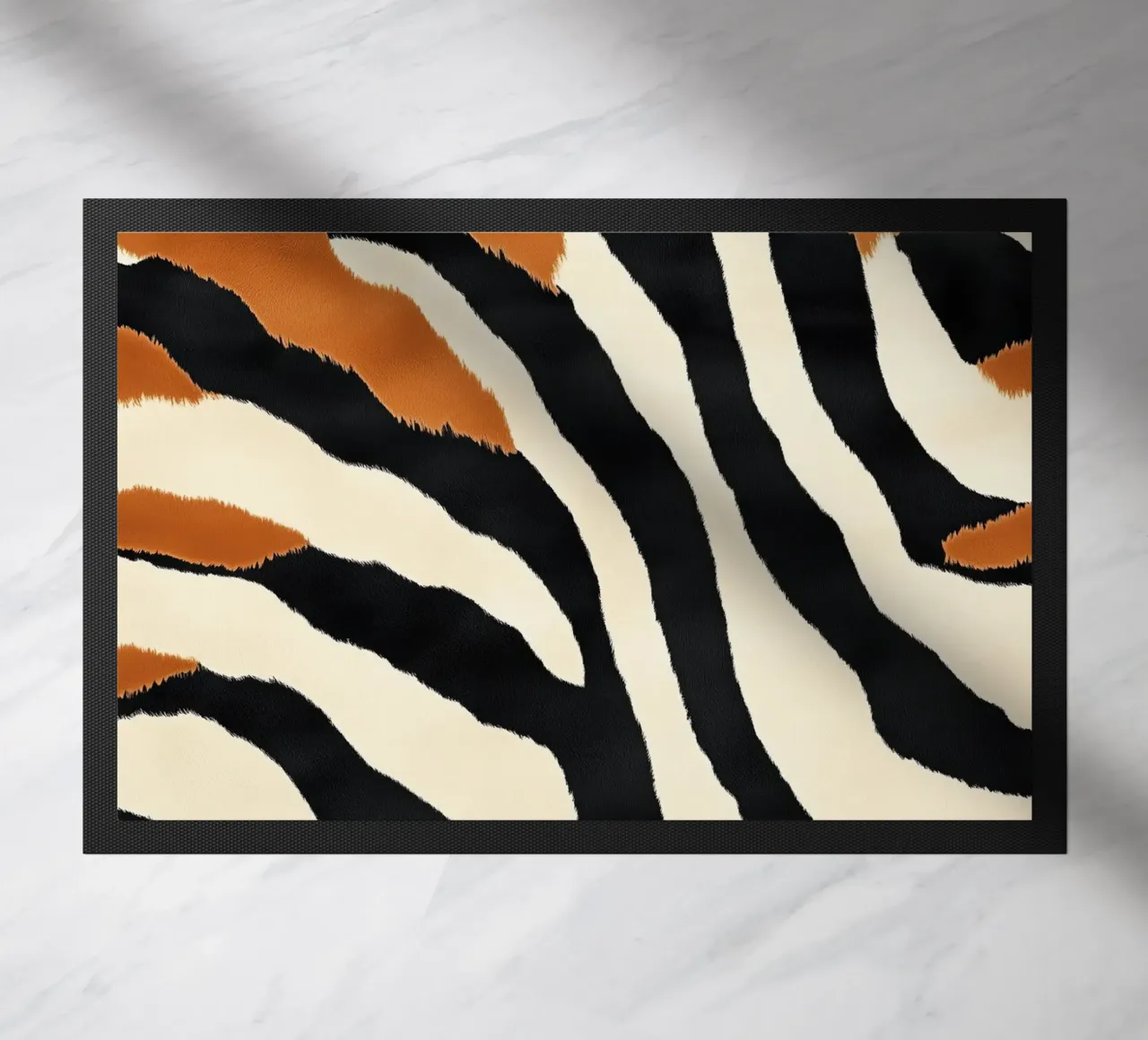 Decorative abstract zebra stripe pattern doormat by Autofocus