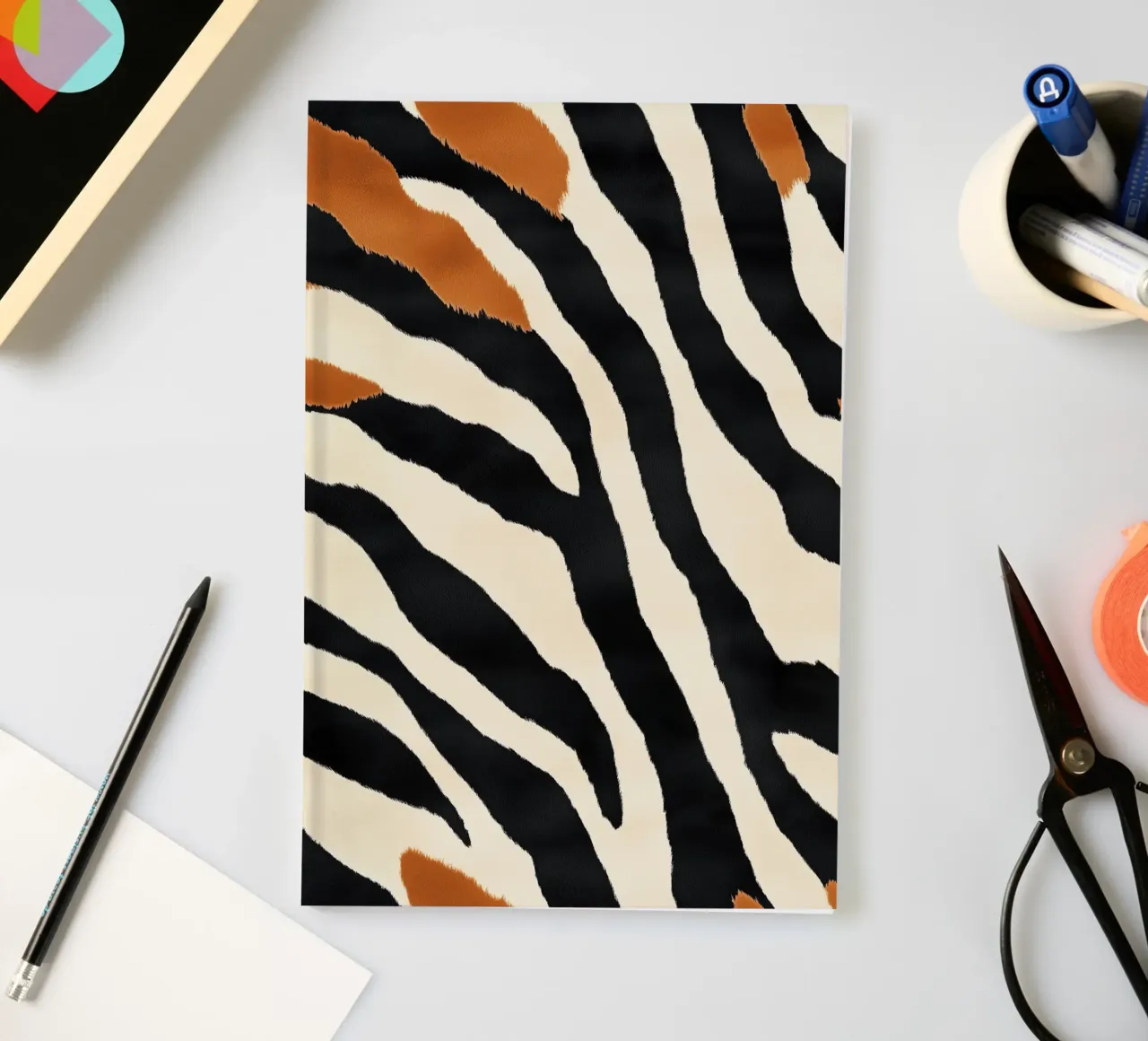 Decorative abstract zebra stripe pattern notebook by Autofocus