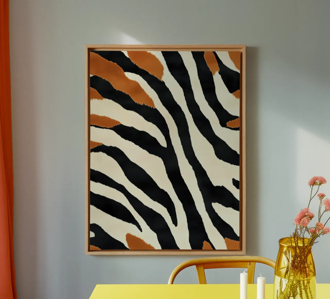 Decorative abstract zebra stripe pattern canvas with Floater frame by Autofocus