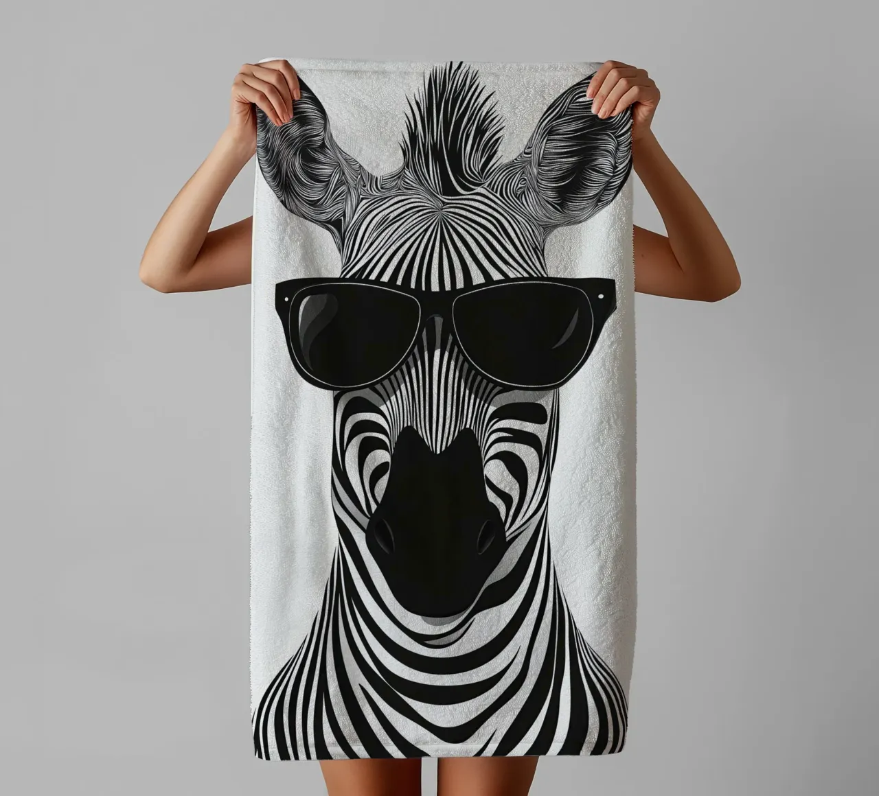 The modern zebra wears sunglasses | Pop Art towel by Autofocus