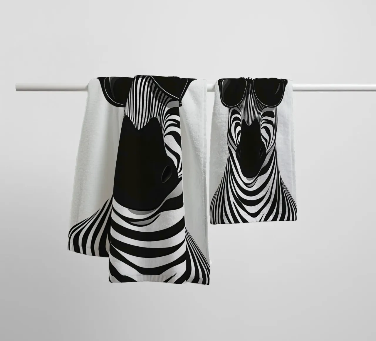 The modern zebra wears sunglasses | Pop Art towel by Autofocus