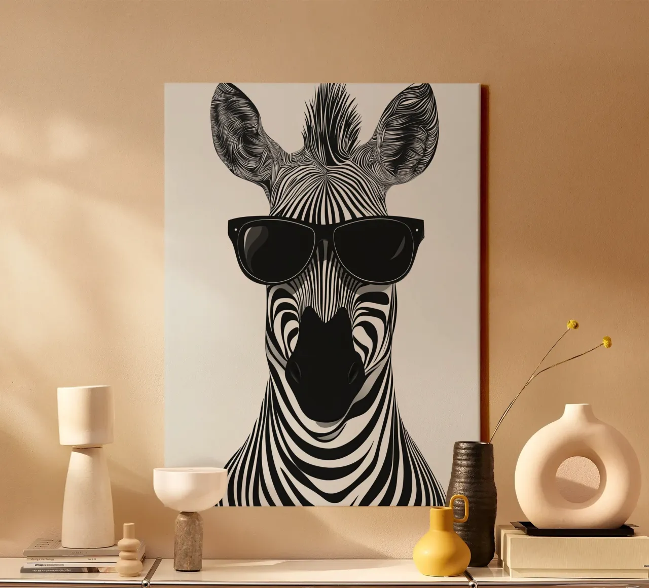 La zebra moderna indossa occhiali da sole | Pop Art tela con Cornice a cassetta da Autofocus