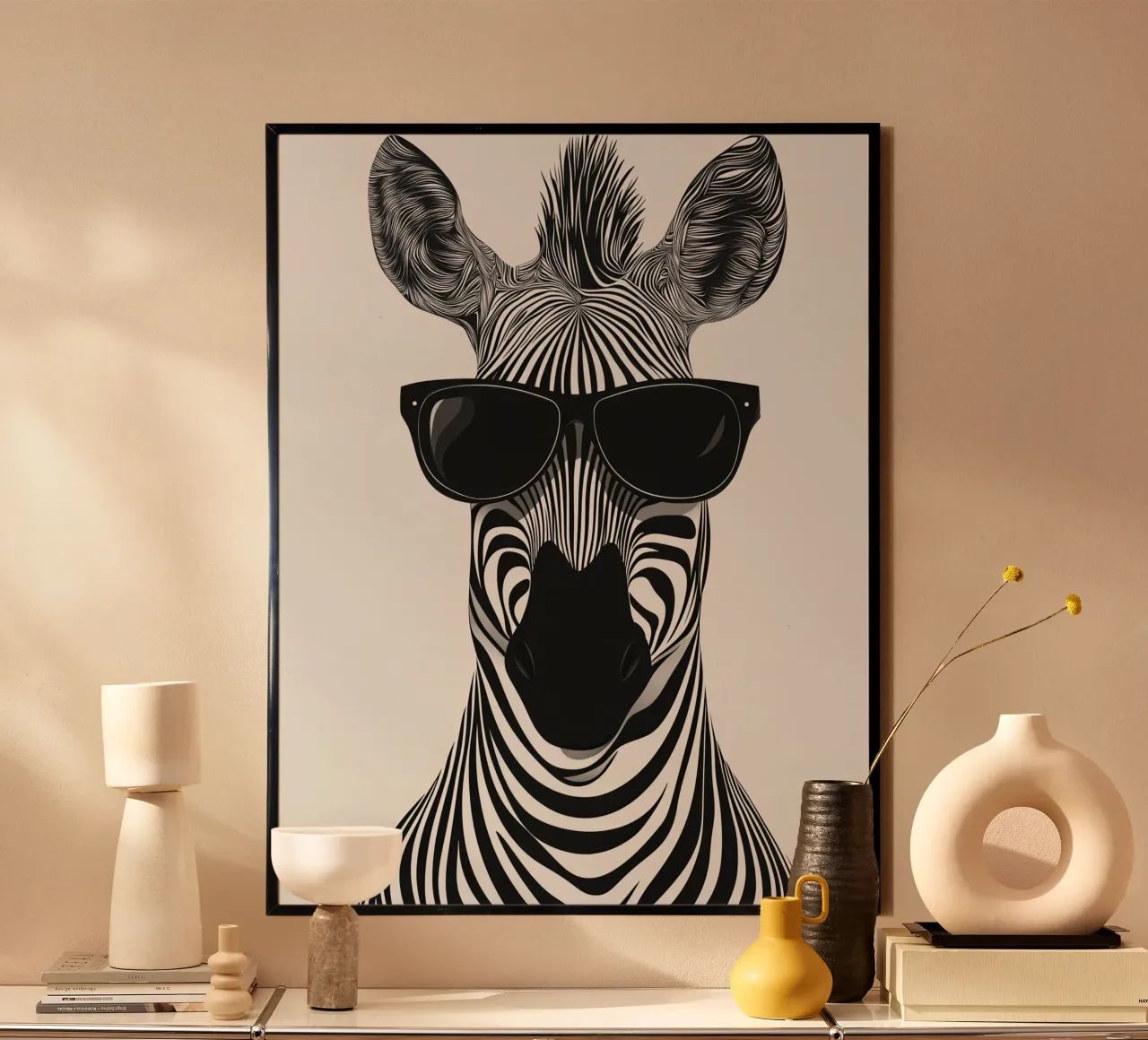 La zebra moderna indossa occhiali da sole | Pop Art carta hahnemühle da Autofocus