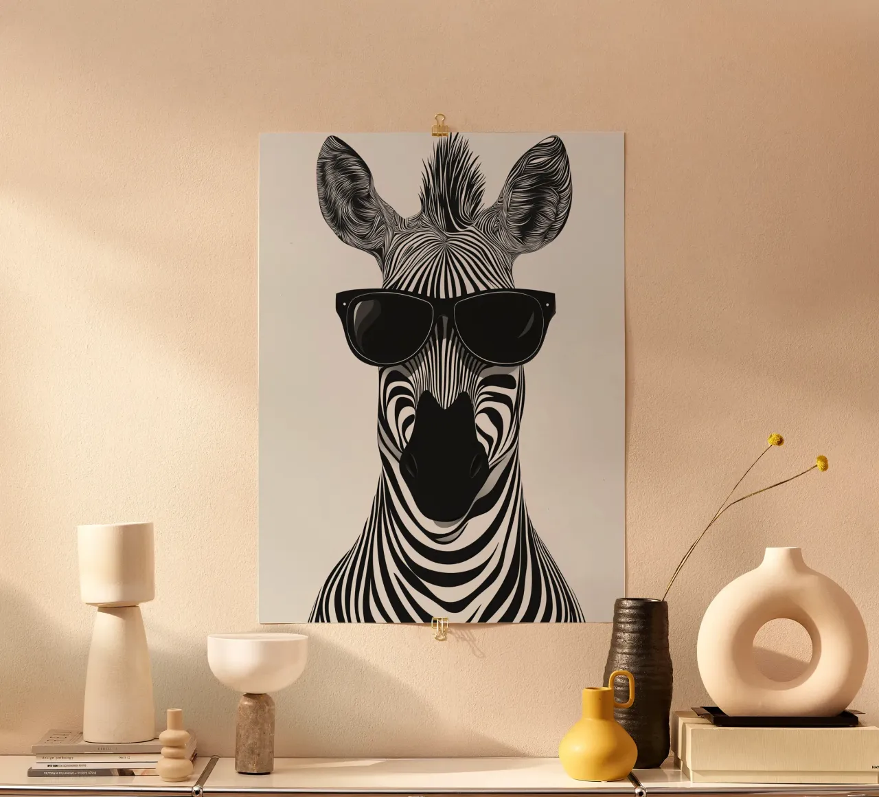 La zebra moderna indossa occhiali da sole | Pop Art carta hahnemühle da Autofocus